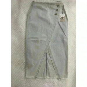 Sincerely Jules Retro High Slit Jean Denim Maxi Skirt 3
